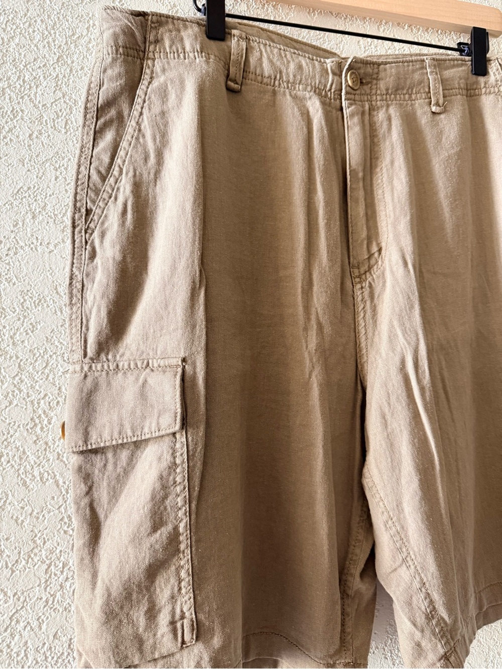 OLD NAVY Men’s Khaki Casual Relaxed Cargo Linen Blend Shorts Size 36 - Picture 2 of 9